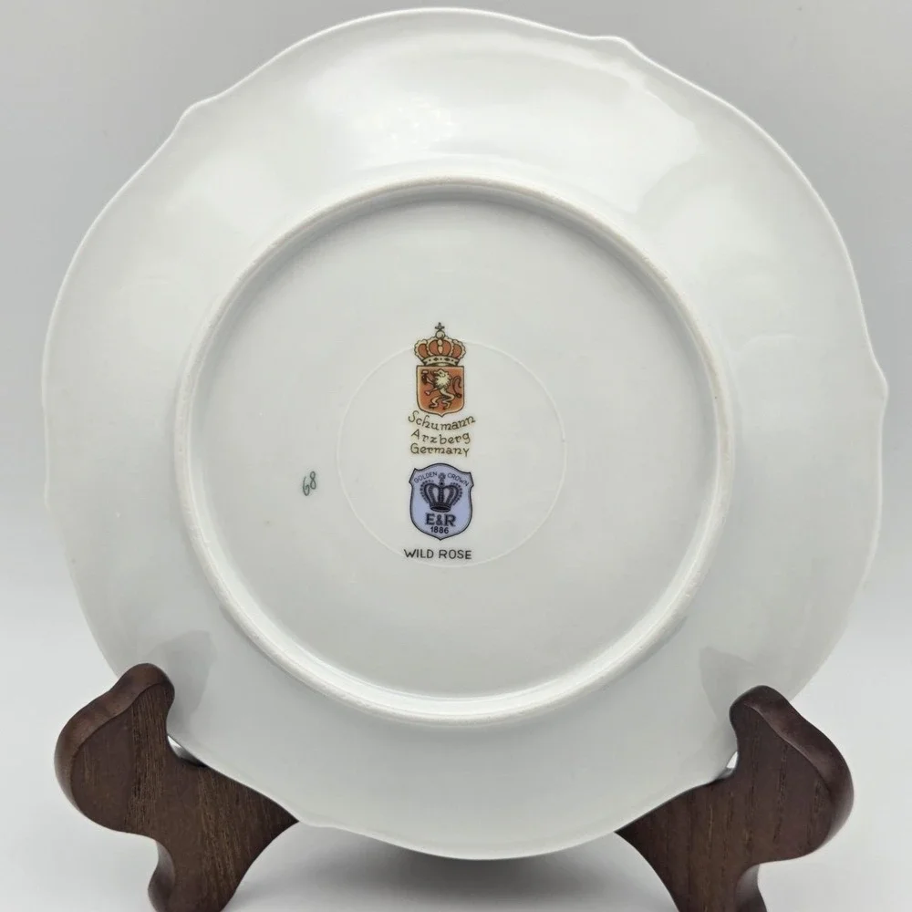 Vintage Bavaria Schumann Arzberg Wild Rose Dessert Plate, Teacup & Saucer Set